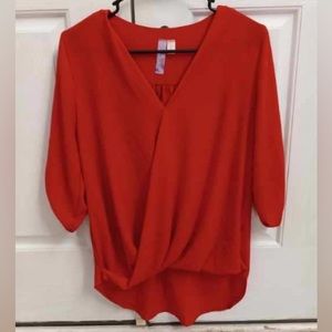 Women’s V neck draped wrap blouse, size small